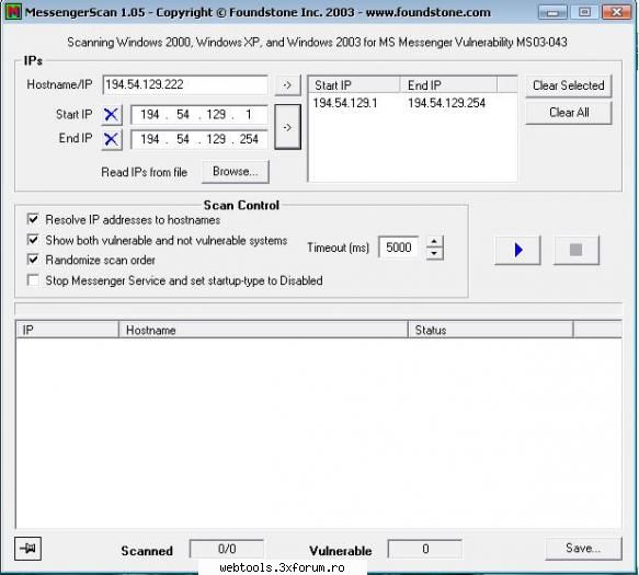 Messenger Scan - Link : Scaneaza un ip si baza de date a arhivelor - � YAHOO HACKING TOOLS �